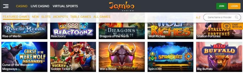 jambo casino website provides casino games, first deposit bonus and promotions for new players-logo