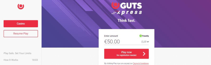 guts xpress spend n play website offers fast trustly build up, qumar oyunları, ilk depozit bonusu və yeni oyunçular üçün promosyonlar-loqosu