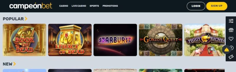 campeonbet homepage offers casino games, first deposit bonus and promotions for brand new players-logo