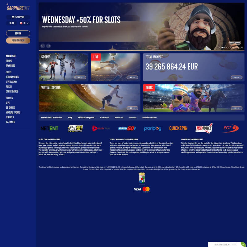Sapphirebet screenshot 1