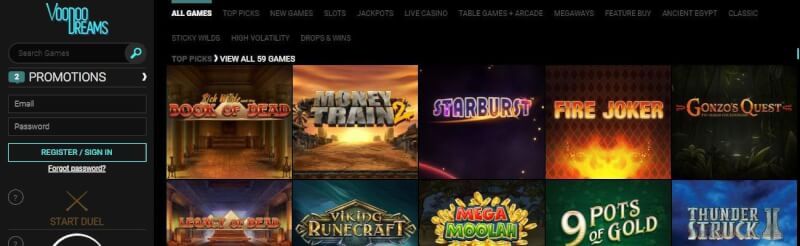voodoo desires website provides gambling games, ilk depozit əlavə və yeni oyunçular üçün kampaniyalar-loqosu