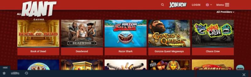 rant casino homepage offers gambling games, ilk depozit bonusu və yeni oyunçular üçün promosyonlar-loqosu