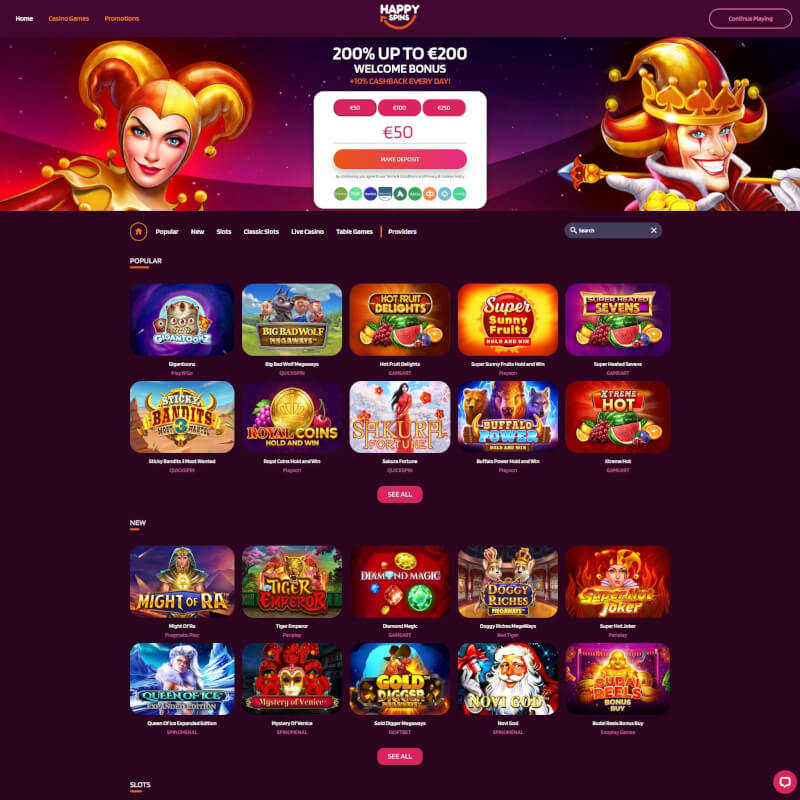 HappySpins Casino screenshot 1