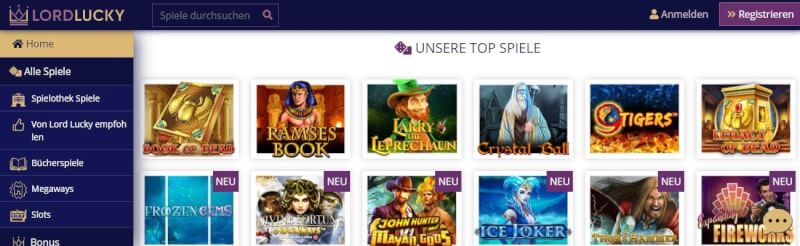 Lord Lucky website provides casino games, very first deposit extra and offers for new german players-logo