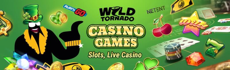 wild tornado casino provides different gambling games like slots and live casino with blackjack, baccarat, table games and roulette-logo